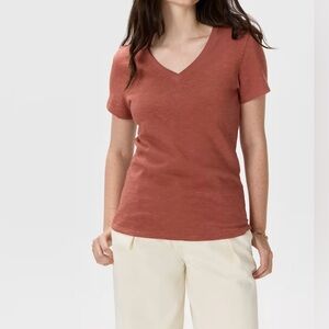 Quince Women's V-Neck Top -‎ Rust Size Medium